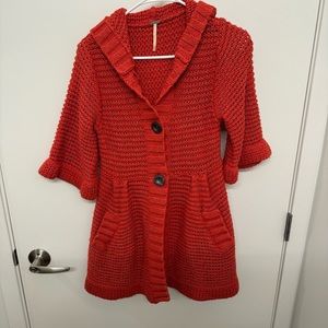 Free People Chunky Knit Orange Cardigan